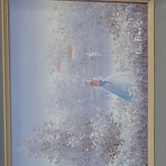 EUC Henri DuBois Original Oil Painting Lady by the Lake with Wood Frame - Picture 2 of 10